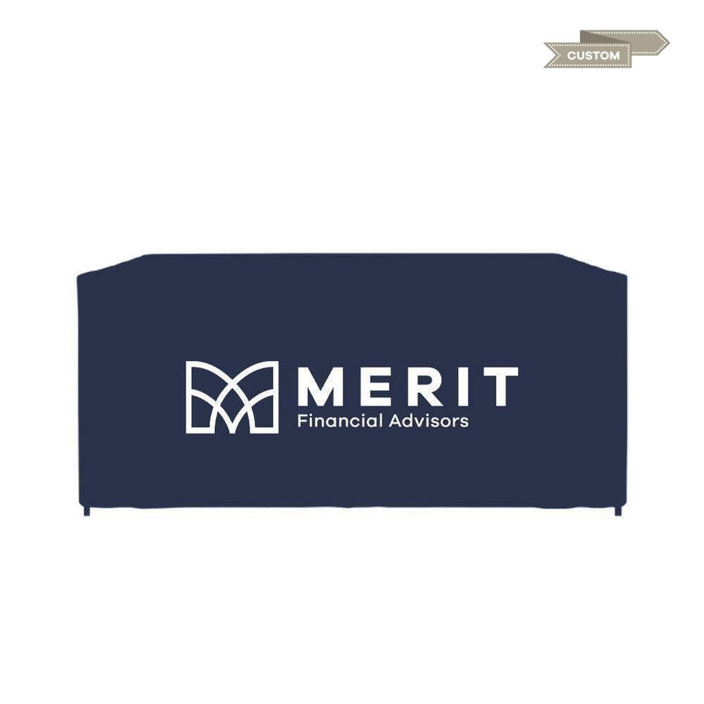Merit 6' Fitted Open Back Table Throw - Custom