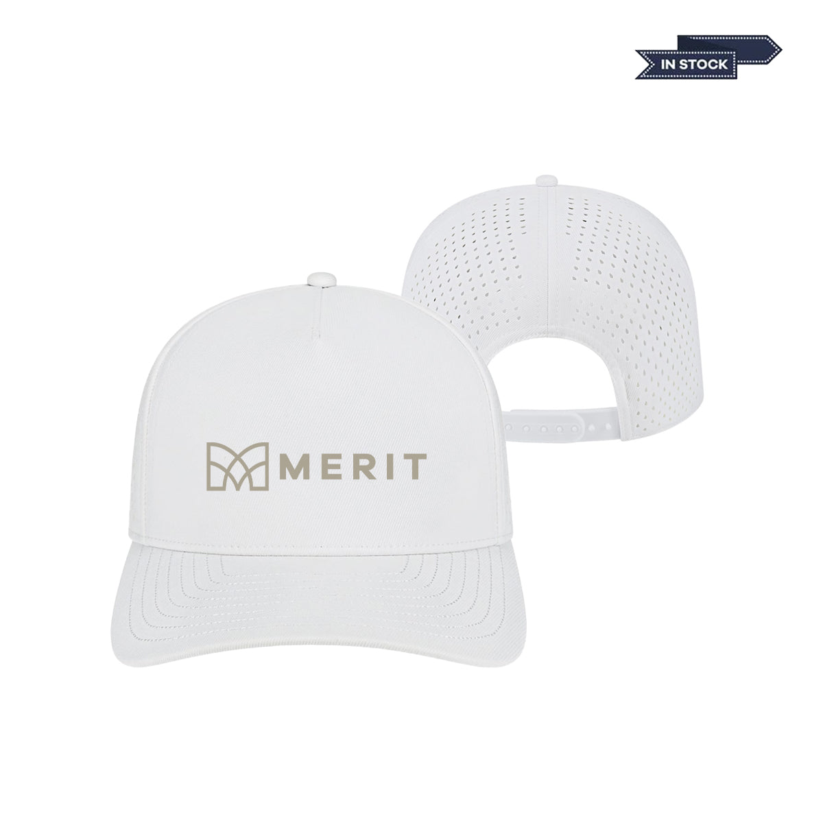 Merit Water-Resistant Perforated Cap - White