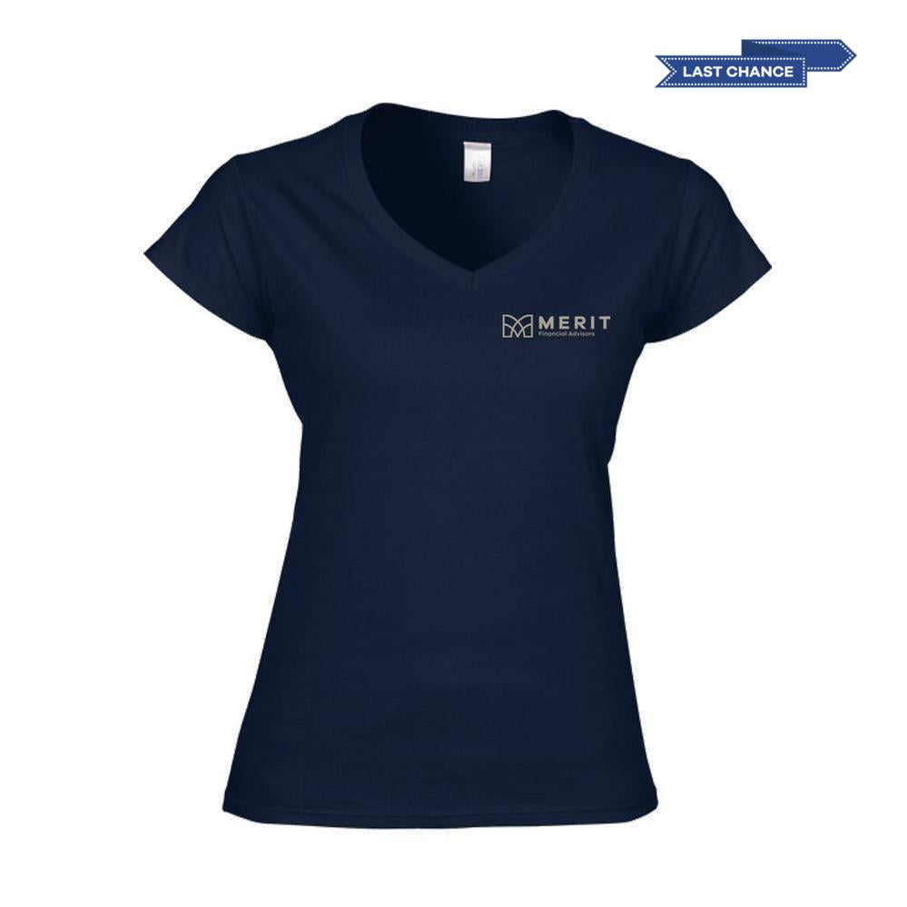 Merit Softstyle Women's V-Neck T-Shirt - Navy
