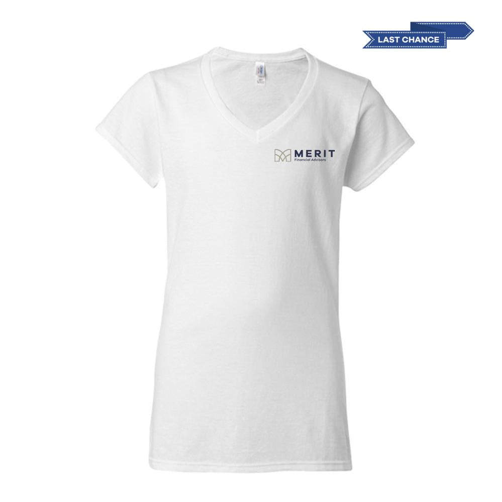 Merit Softstyle Women's V-Neck T-Shirt - White