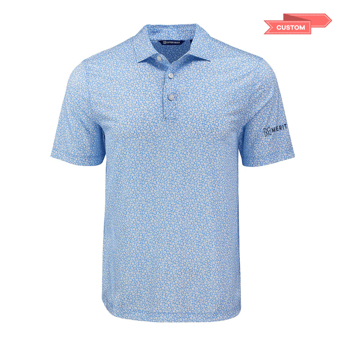 Merit Cutter & Buck Mens Pike Flora Print Polo