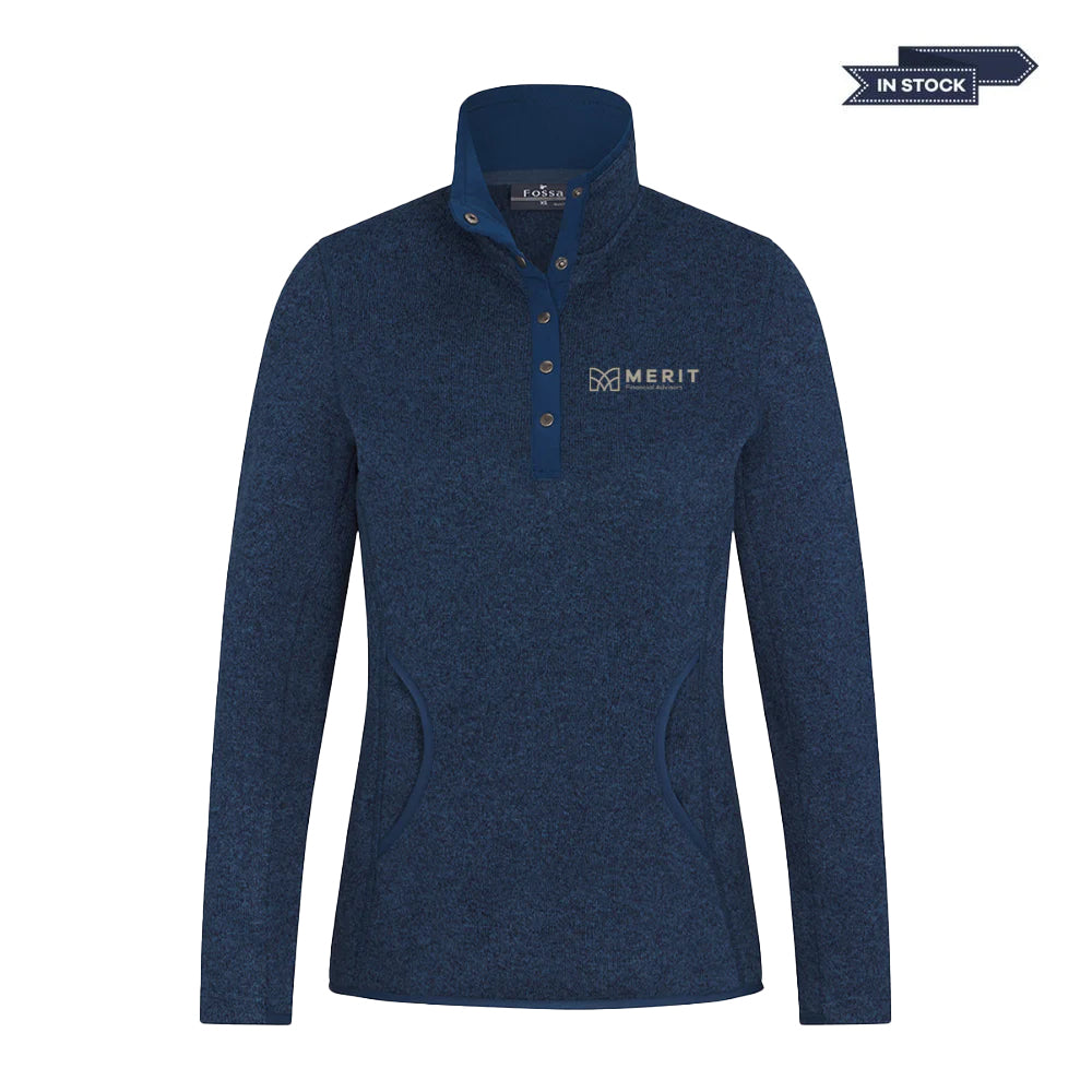 Merit Ladies Casa Sweater Fleece Pullover - Heather Navy