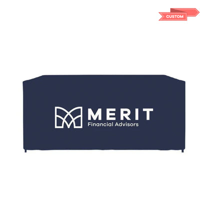 Merit 6' Fitted Open Back Table Throw - Custom