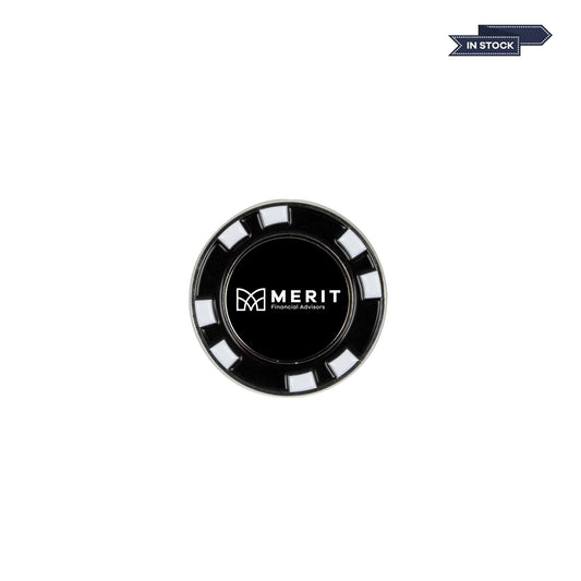 Black Metal Poker Chip with Removable Ball Marker