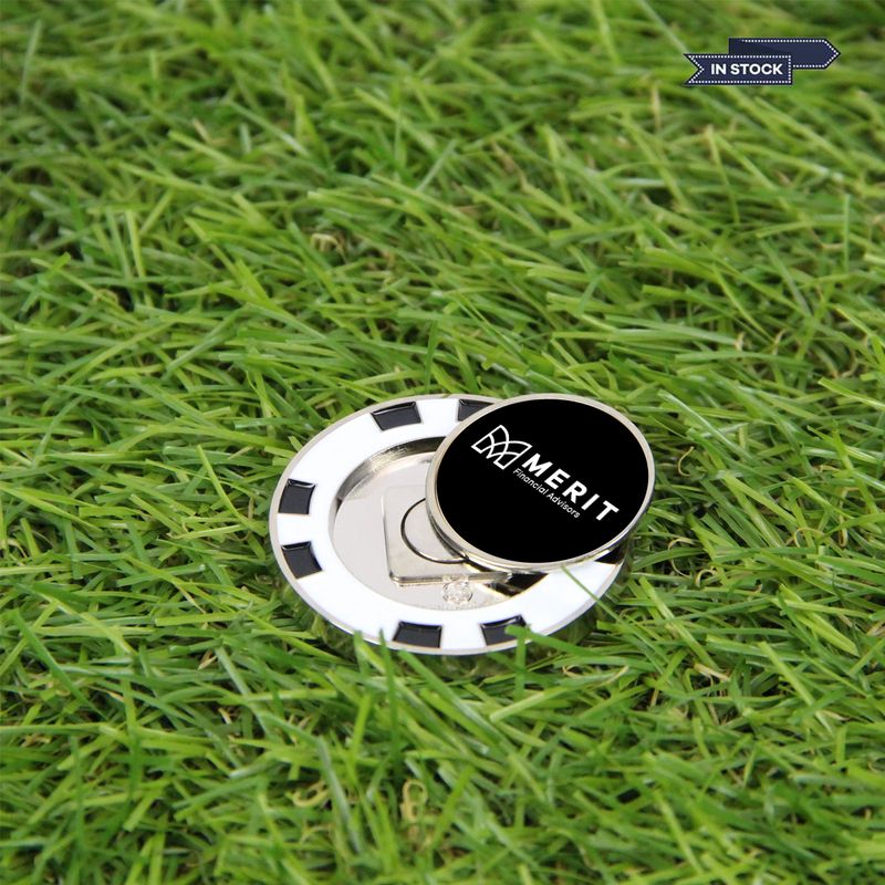 Black Metal Poker Chip with Removable Ball Marker